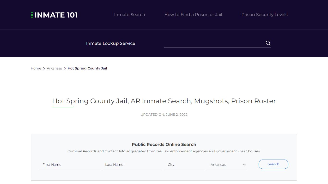 Hot Spring County Jail, AR Inmate Search, Mugshots, Prison ...